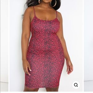 RED LEOPARD PRINT BODYCON DRESS NWT 2X